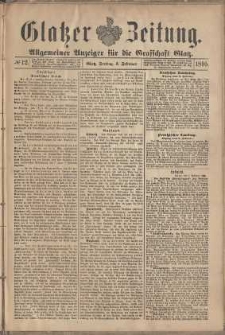 Glatzer Zeitung : Allgemeiner Anzeiger fuer Stadt und Land, 1895, nr 12 [8.02]
