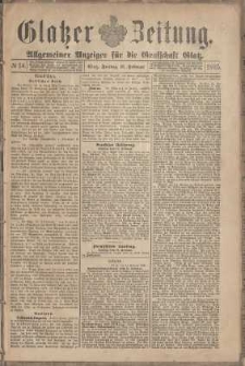 Glatzer Zeitung : Allgemeiner Anzeiger fuer Stadt und Land, 1895, nr 14 [15.02]