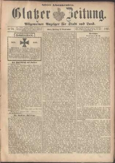 Glatzer Zeitung : Allgemeiner Anzeiger fuer Stadt und Land, 1895, nr 74 [13.09]