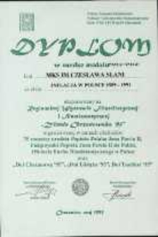 Inflacja w Polsce w latach 1989-1991 - dyplom w randze medalu pozłacanego, 1995 [Dokument życia społecznego]