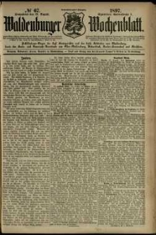Waldenburger Wochenblatt, Jg. 43, 1897, nr 67