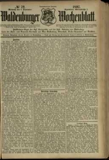 Waldenburger Wochenblatt, Jg. 43, 1897, nr 72