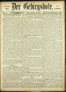 Der Gebirgsbote, 1899, nr 42 [26.05]