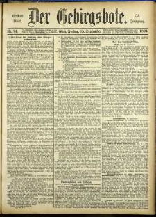 Der Gebirgsbote, 1899, nr 74 [15.09]