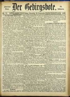 Der Gebirgsbote, 1899, nr 77 [26.09]