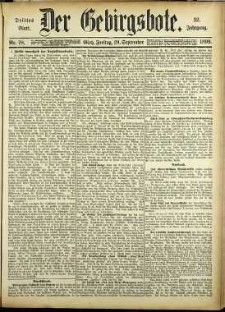 Der Gebirgsbote, 1899, nr 78 [29.09]