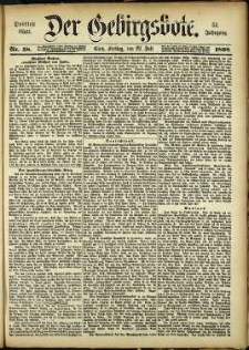 Der Gebirgsbote, 1898, nr 58 [22.07]