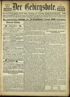 Der Gebirgsbote, 1898, nr 101 [20.12]