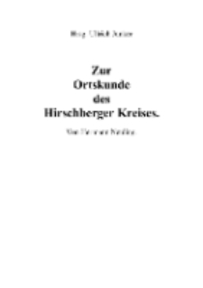 Zur Ortskunde des Hirschberger Kreises [Dokument elektroniczny]