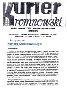 Kurier Kromnowski. Miesięcznik Sołectwa Kromnów, 2015, nr 7 (100)