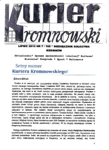 Kurier Kromnowski. Miesięcznik Sołectwa Kromnów, 2015, nr 7 (100)