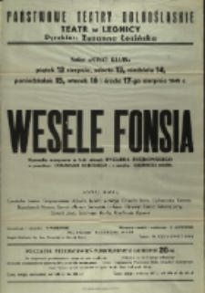 Wesele Fonsia - afisz [Dokument życia społecznego]