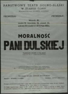 Moralność Pani Dulskiej - afisz premierowy [Dokument życia społecznego]