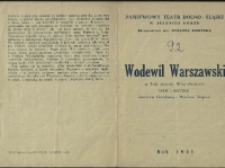 Wodewil Warszawski - program [Dokument życia społecznego]