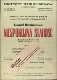 Niespokojna starość - afisz [Dokument życia społecznego]