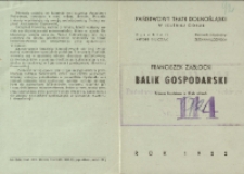 Balik gospodarski - program [Dokument życia społecznego]