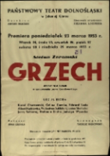 Grzech - afisz premierowy [Dokument życia społecznego]
