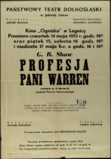 Profesja pani Warren - afisz premierowy [Dokument życia społecznego]
