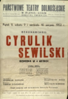Cyrulik Sewilski - afisz [Dokument życia społecznego]