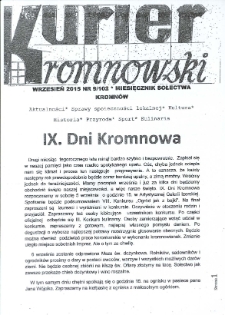 Kurier Kromnowski. Miesięcznik Sołectwa Kromnów, 2015, nr 9 (102)