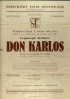 Don Karlos - afisz premierowy [Dokument życia społecznego]