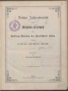 Dritter Jahresbericht nebst Mitglieder-Verzeichnis des Gebirgs-Vereins der Grafschaft Glatz umfassend die Zeit vom 1. April 1883 bis 1. April 1884