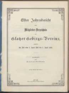 Elfter Jahresbericht nebst Mitglieder-Verzeichnis des Gebirgs-Vereins der Grafschaft Glatz umfassend die Zeit vom 1. April 1891 bis 1. April 1892