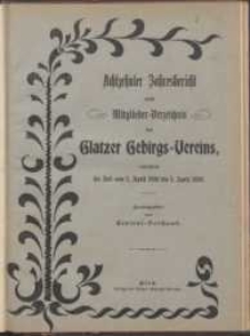 Achtzehnter Jahresbericht nebst Mitglieder-Verzeichnis des Gebirgs-Vereins der Grafschaft Glatz umfassend die Zeit vom 1. April 1898 bis 1. April 1899