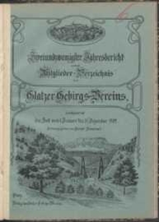 Zweiundzwanzigster Jahresbericht nebst Mitglieder-Verzeichnis des Gebirgs-Vereins der Grafschaft Glatz umfassend die Zeit vom 1. Januar 1902 bis 31. Dezember 1902