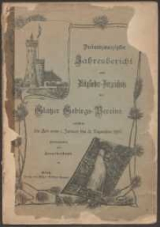 Dreiundzwanzigster Jahresbericht nebst Mitglieder-Verzeichnis des Gebirgs-Vereins der Grafschaft Glatz umfassend die Zeit vom 1. Januarl 1903 bis 31. Dezember 1903