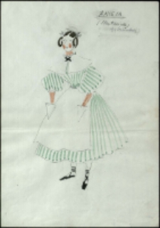 [Projekt kostiumu Anieli do sztuki "Z siedmiu najbrzydsza" Fryderyka Skarbka] [Dokumenty życia społecznego]