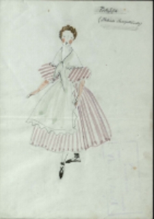 [Projekt kostiumu Basi do sztuki "Z siedmiu najbrzydsza" Fryderyka Skarbka] [Dokumenty życia społecznego]