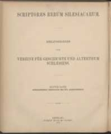 Scriptores Rerum Silesiacarum. Elfter Band