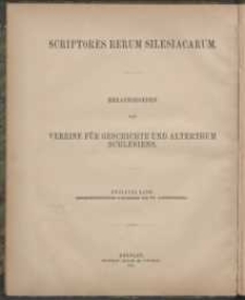 Scriptores Rerum Silesiacarum. Zwölfter Band