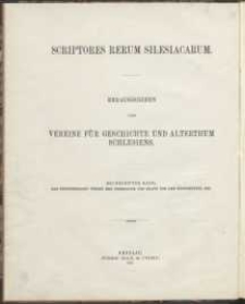 Scriptores Rerum Silesiacarum. Sechzehnter Band