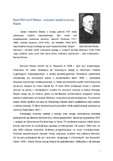 Opat Bernard Rossa - animator katolicyzmu na Śląsku