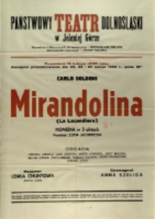 Mirandolina - afisz premierowy [Dokument życia społecznego]