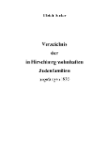 Verzeichnis der in Hirschberg wohnhaften Judenfamilien angefangen 1820 [Dokument elektroniczny]