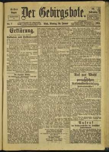 Der Gebirgsbote, 1919, nr 7 [20.01]