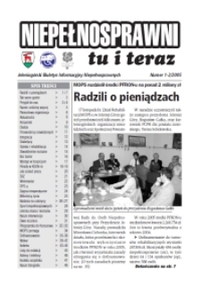 Niepełnosprawni Tu i Teraz : jeleniog&oacute;rski biuletyn informacyjny niepełnosprawnych, 2005, nr 1/2