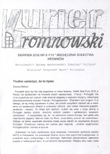 Kurier Kromnowski. Miesięcznik Sołectwa Kromnów, 2016, nr 8 (113)