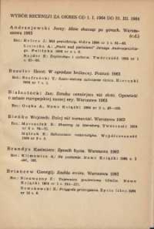 Wybór recenzji za okres 1.I-31.III.1964