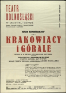 Cud mniemany, czyli Krakowiacy i Górale - afisz premierowy [Dokument życia społecznego]