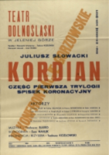 Kordian - afisz premierowy [Dokument życia społecznego]