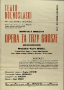 Opera za trzy grosze - afisz premierowy [Dokument życia społecznego]