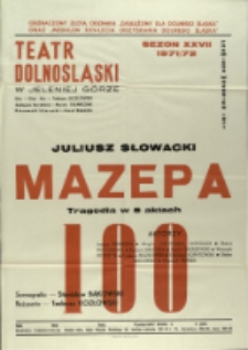 Mazepa - afisz premierowy [Dokument życia społecznego]