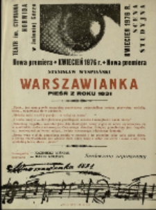 Warszawianka. Pieśń z roku 1831 - afisz premierowy [Dokument życia społecznego]