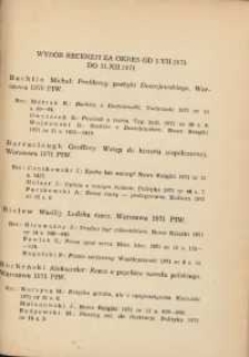 Wybór recenzji za okres 1.VII.1971-31.XII.1971