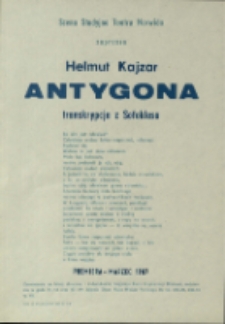 Antygona - ulotka [Dokument życia społecznego]