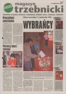 Magazyn Trzebnicki : Oborniki Śląskie, Prusice, Trzebnica, Wisznia Mała, Zawonia, Żmigr&oacute;d : dodatek do "Gazety Wrocławskiej", 1998, nr 52 [16.10]